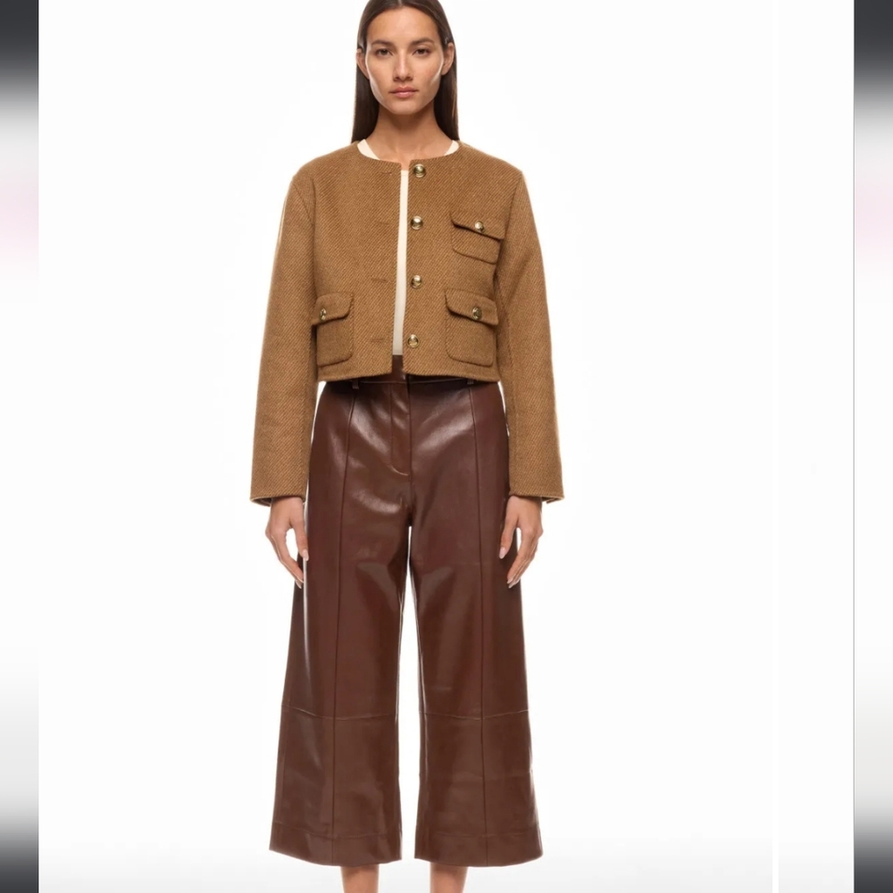 Jason WU collection wide leg vegan leather Sz 6 Brown Chocolate RTR